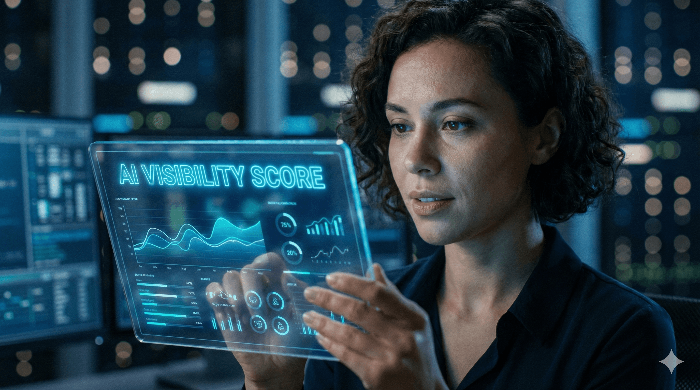 AI Visibility Score Report - Comprehensive analysis dashboard showing brand visibility metrics across AI systems